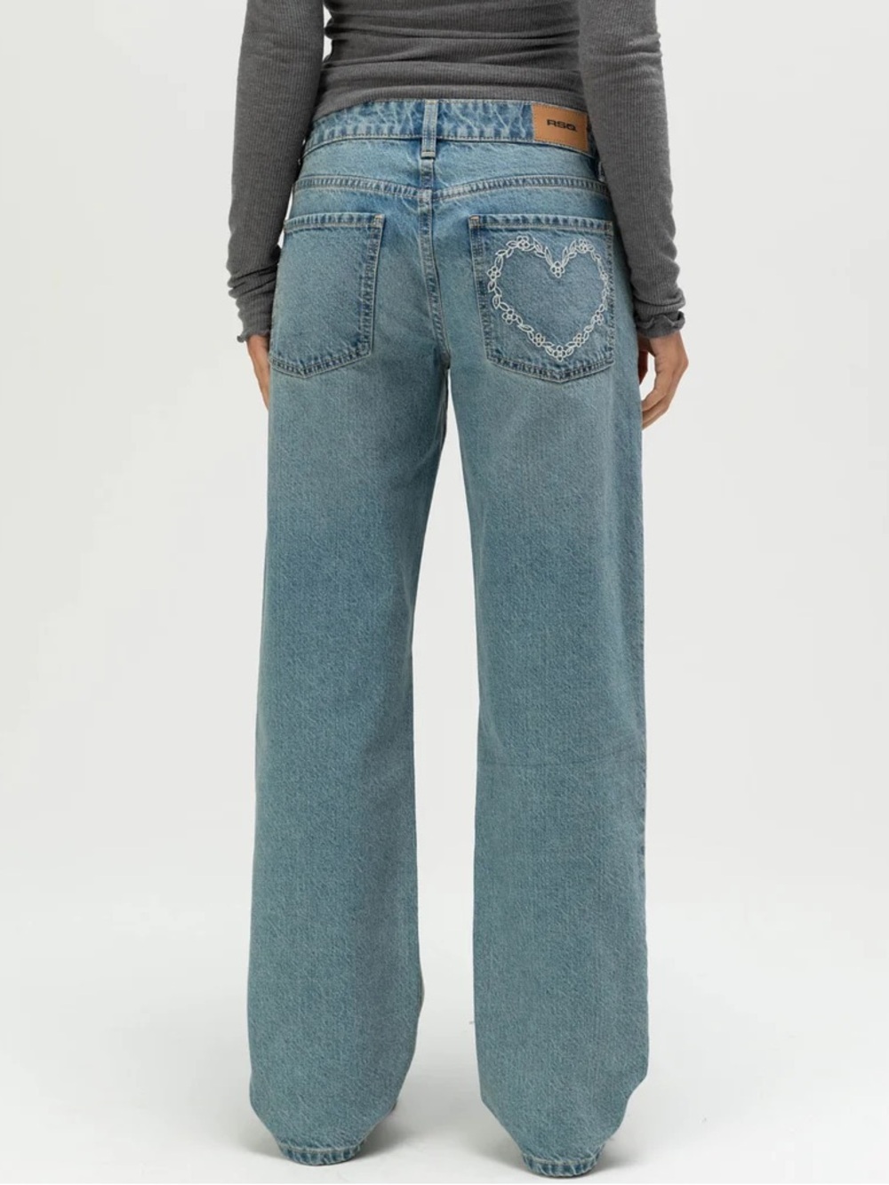 RSQ Embroidered Heart Breaker Loose Straight Jeans
